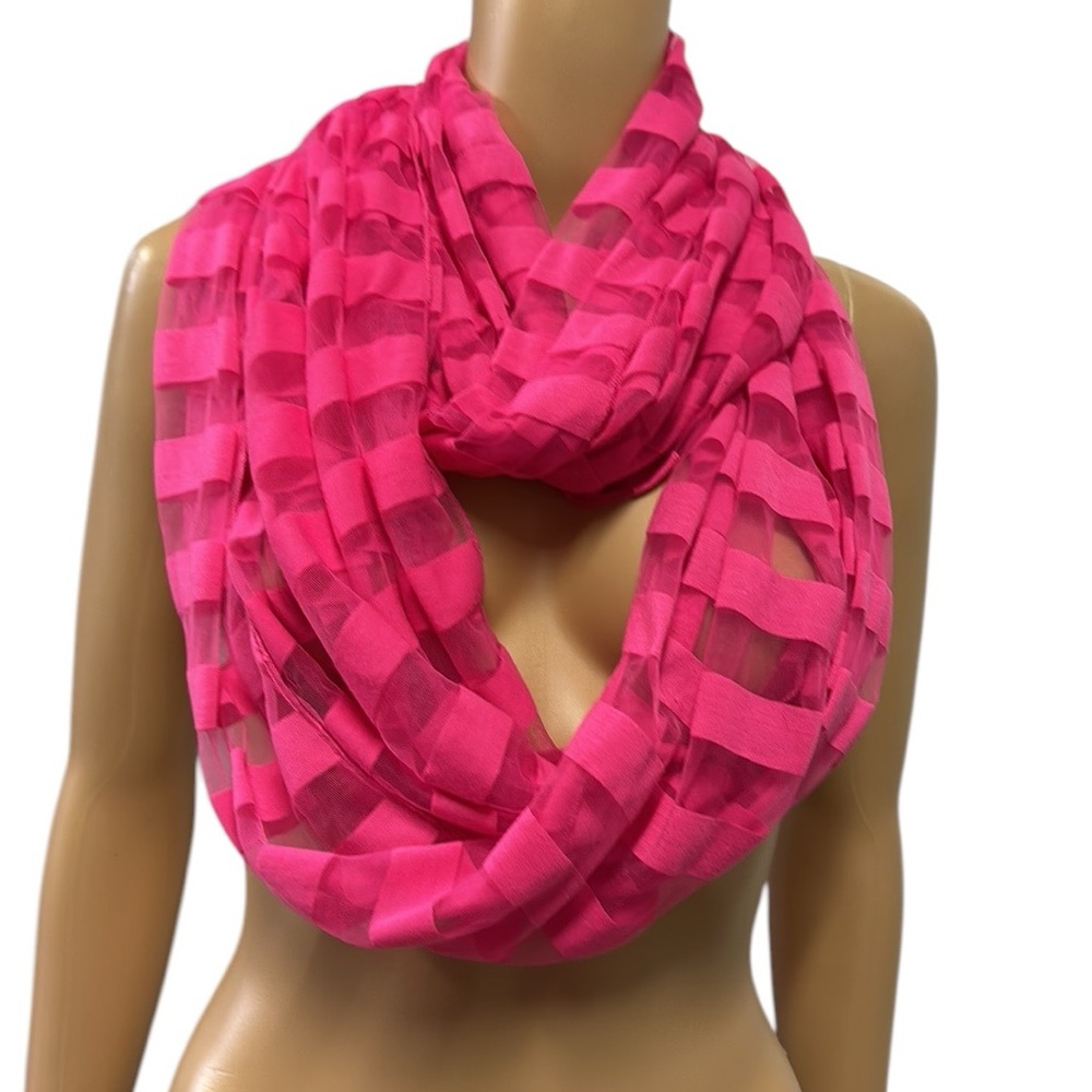 Infinity Scarf Bright Pink Neon striped